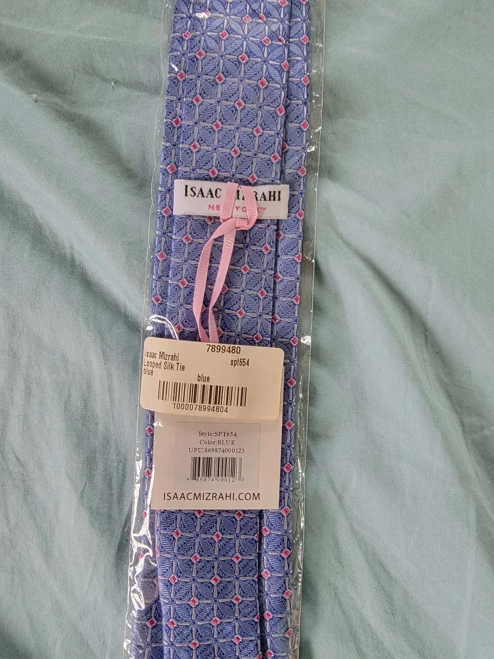 Isaac Mizrahi Blue Geometric Silk-Effect Tie